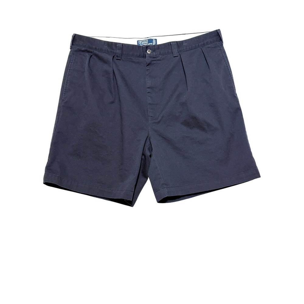 Polo Ralph Lauren Tyler Short Mens 42‎ Navy Blue Pleated Cotton Chino Shorts